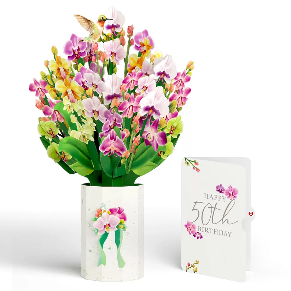 Lovepop Pop-Up Bouquets | Orchid 50th Birthday Bouquet and Sentiment Set