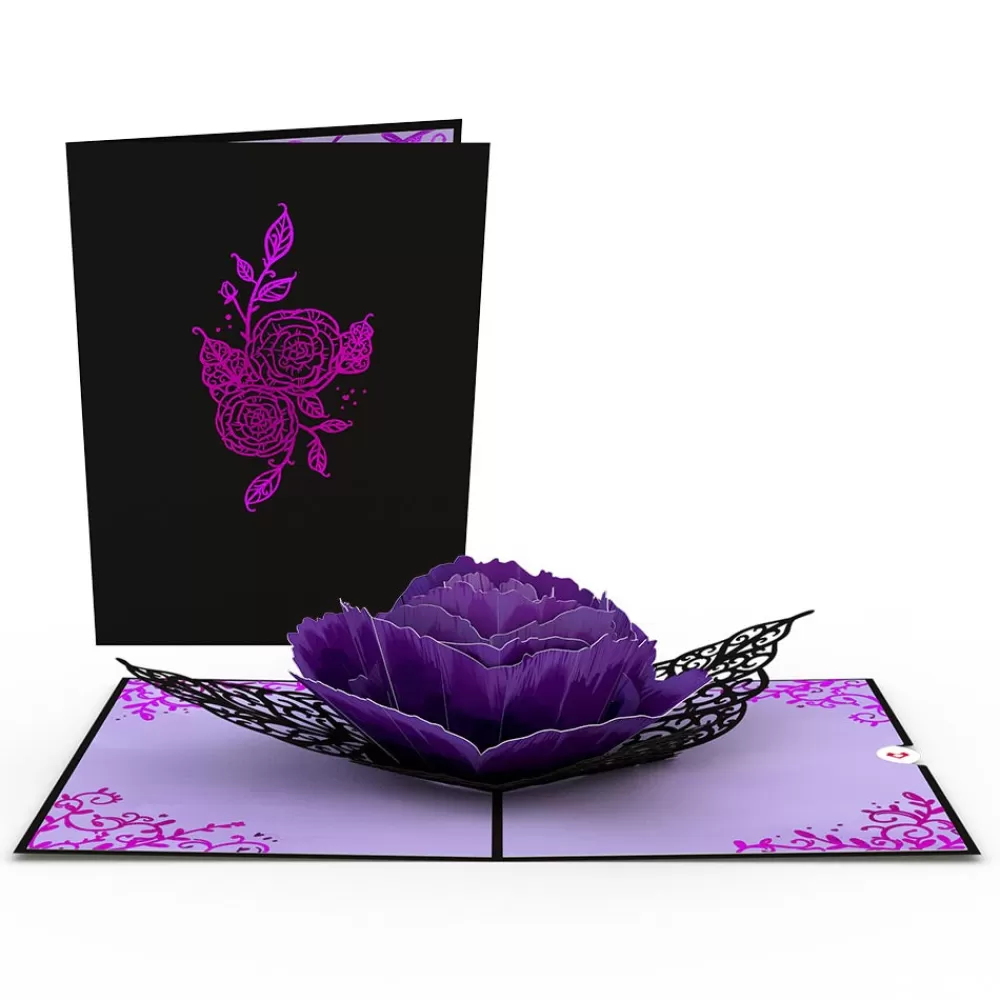 Lovepop Greeting Cards | Halloween 10/31 | Ornate Purple Rose Bloom Pop-Up Card