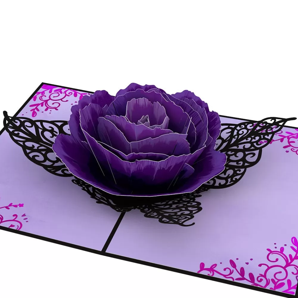 Lovepop Greeting Cards | Halloween 10/31 | Ornate Purple Rose Bloom Pop-Up Card