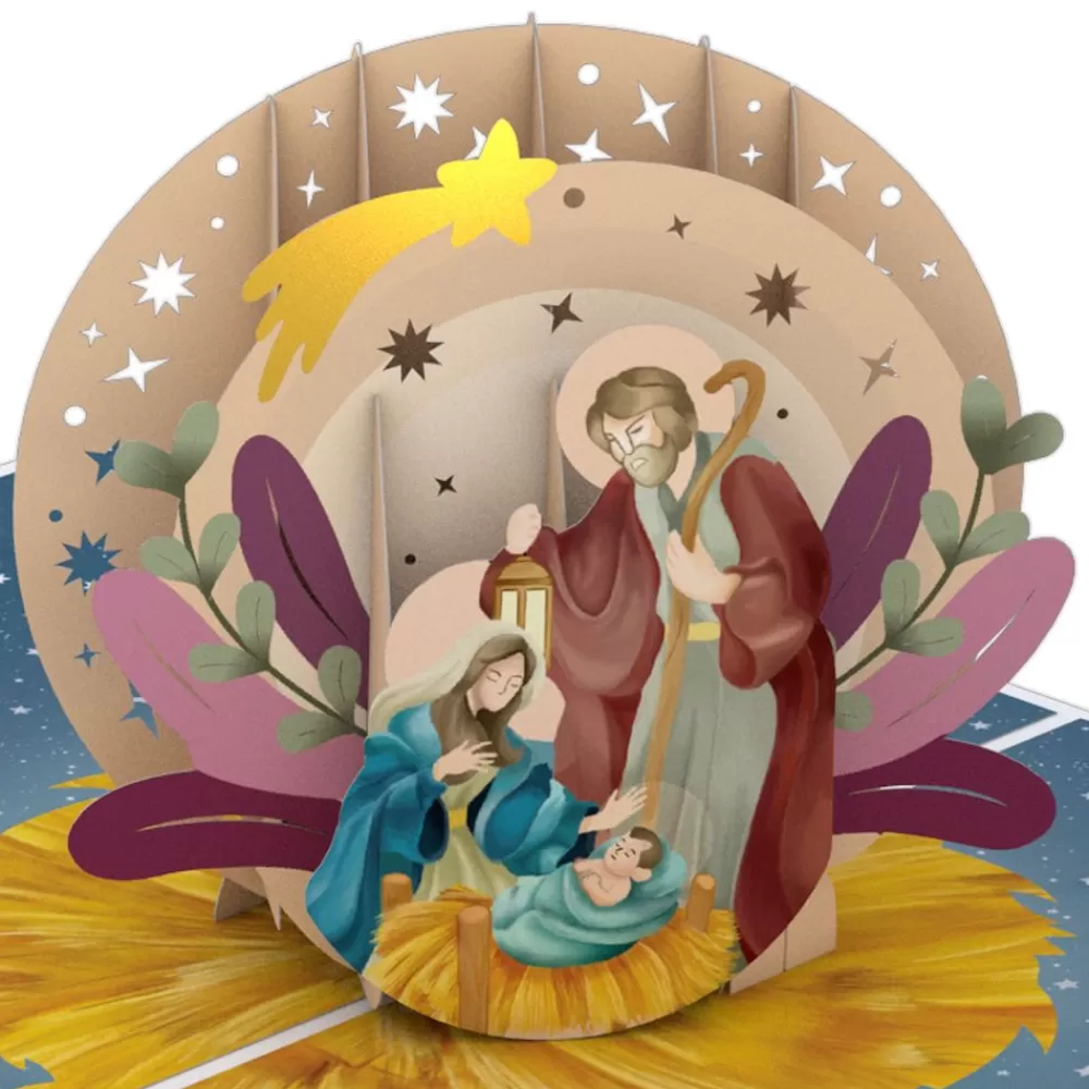 Lovepop Greeting Cards | Religious | Painted Celestial Nativity Pop-Up Card