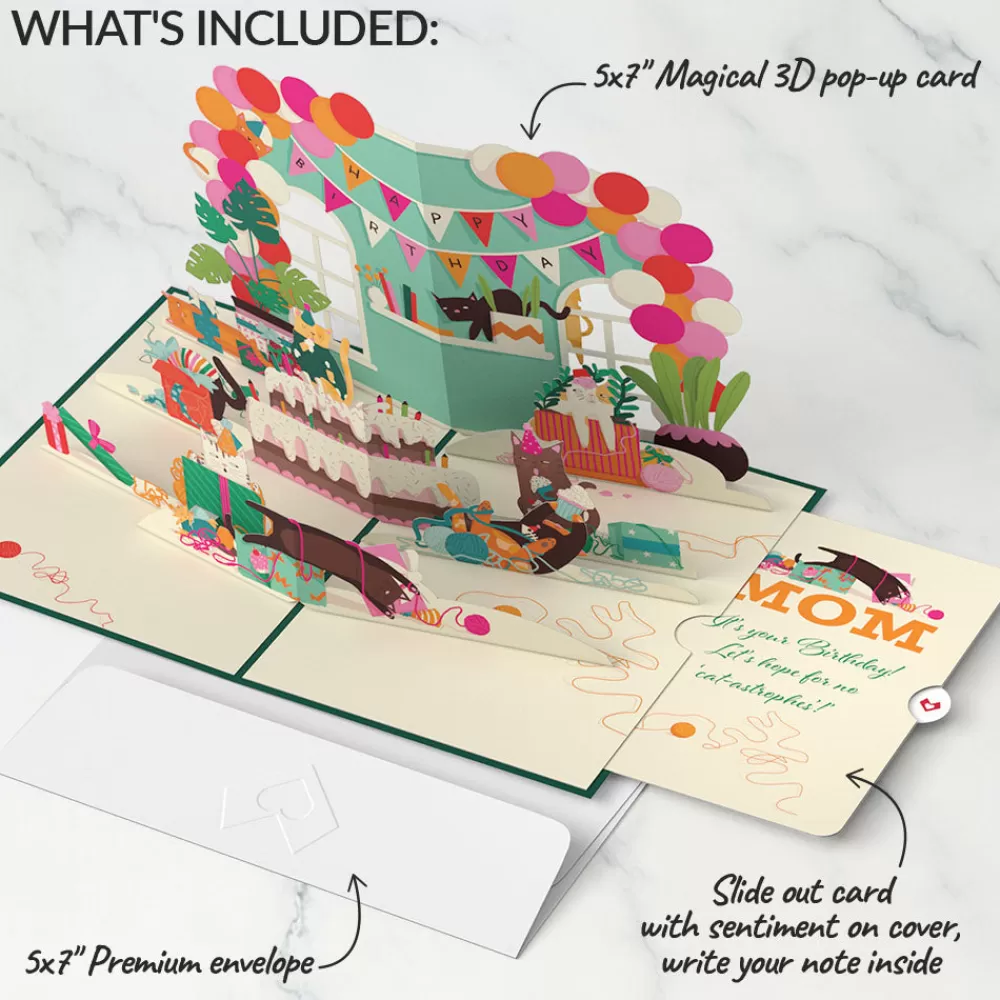 Lovepop Birthday | Mom | Party Cats Birthday Pop-Up Card and Sentiment Set for Mom