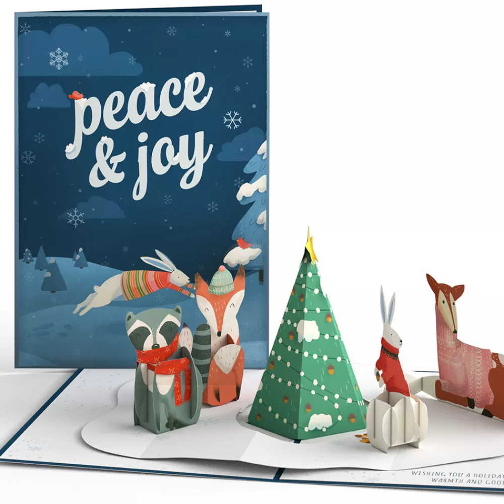 Lovepop Greeting Cards | Christmas 12/25 | Peace & Joy Woodland Gathering Pop-Up Card