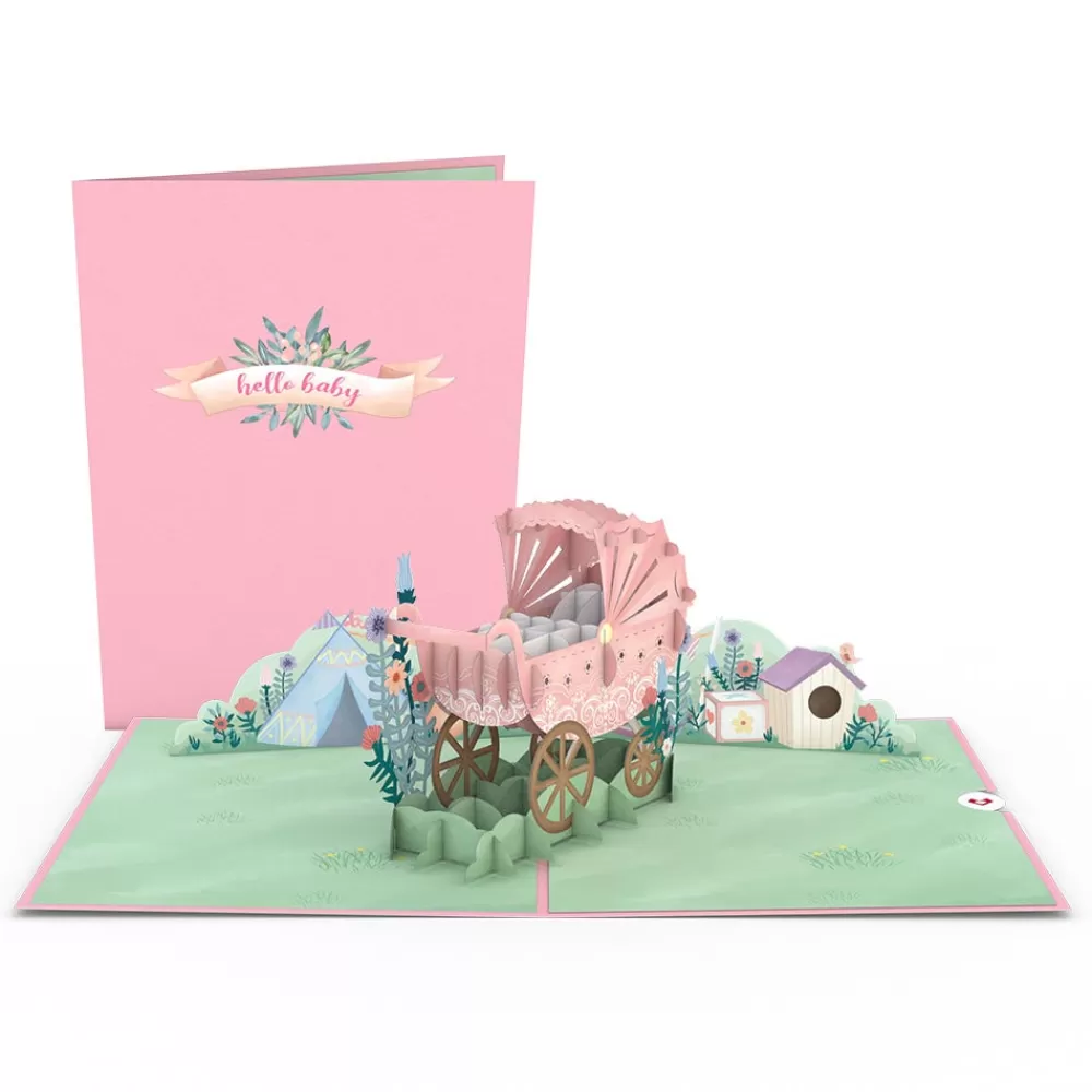 Lovepop Greeting Cards | Baby | Pink Baby Carriage Pop-Up Card