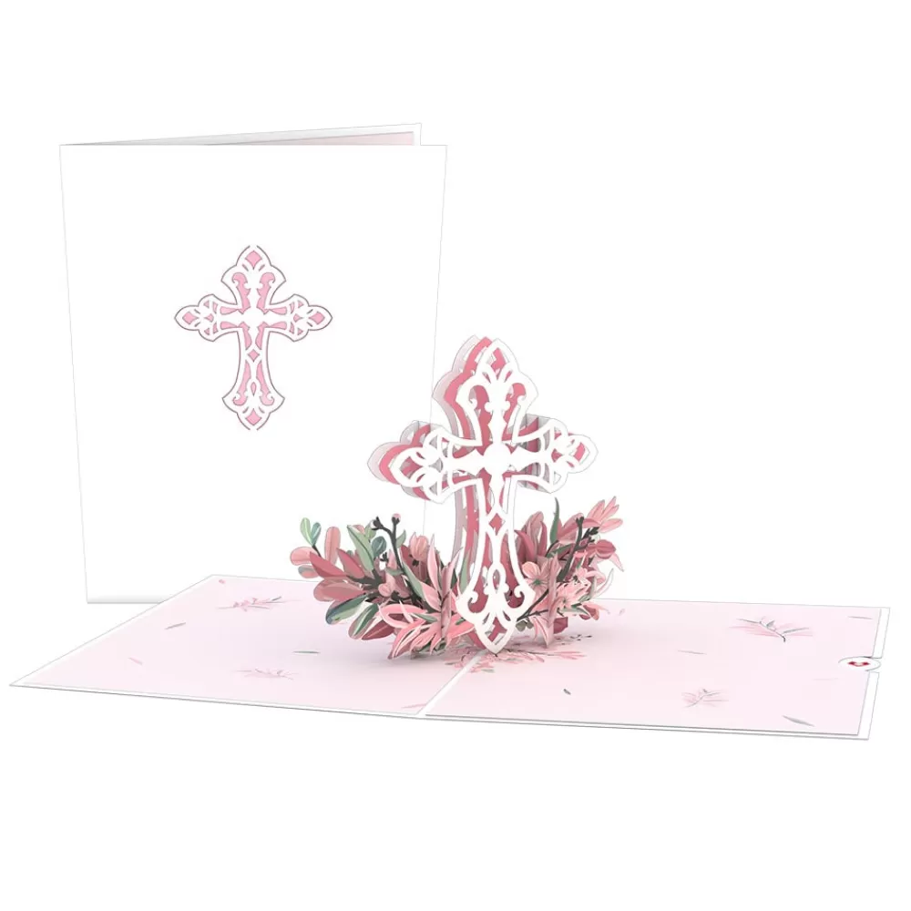 Lovepop Greeting Cards | Religious | Pink Floral Cross Pop-Up Card