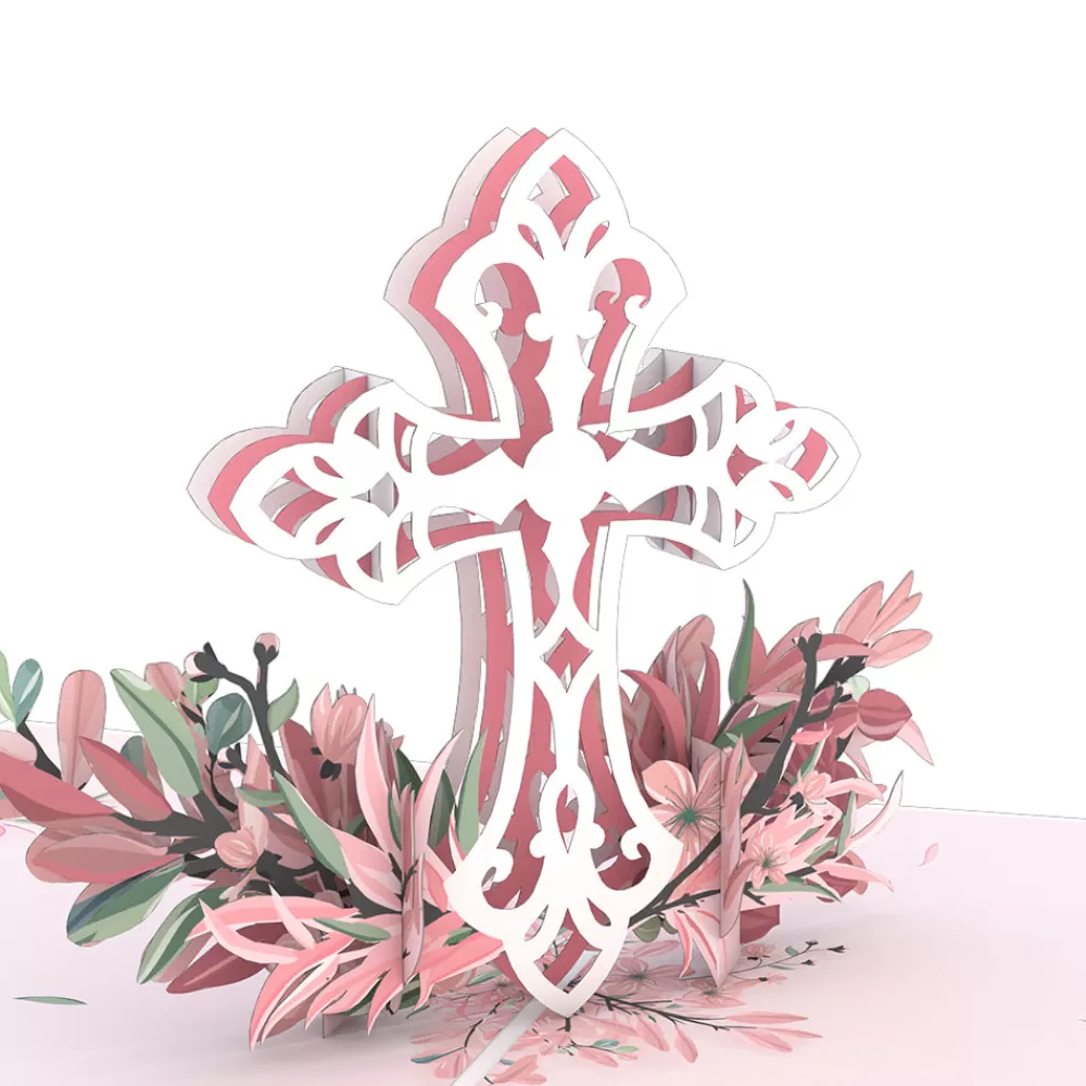 Lovepop Greeting Cards | Religious | Pink Floral Cross Pop-Up Card