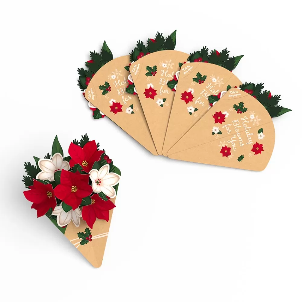 Lovepop Christmas 12/25 | Her | Poinsettia & Pine Little Blooms (Notecard 5-Pack)