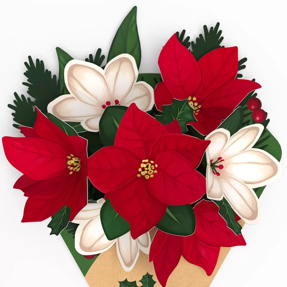 Lovepop Christmas 12/25 | Her | Poinsettia & Pine Little Blooms (Notecard 5-Pack)