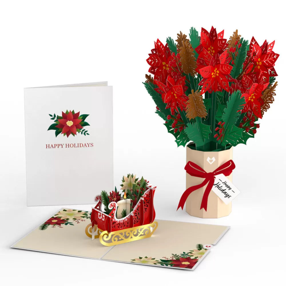 Lovepop Pop-Up Bouquets | Card & Gift Bundles | Poinsettia Christmas Bundle