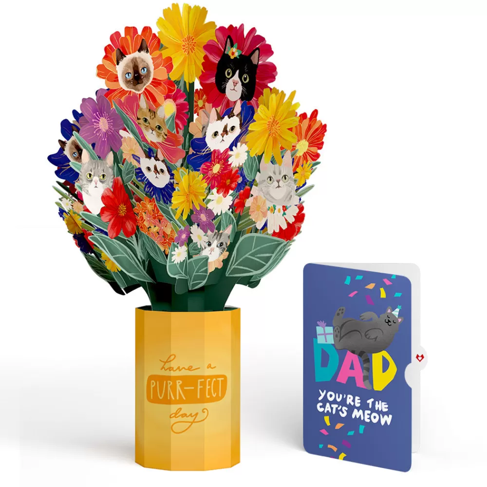 Lovepop Pop-Up Bouquets | Dad | Purr-fect Cat Birthday Bouquet and Sentiment Set for Dad