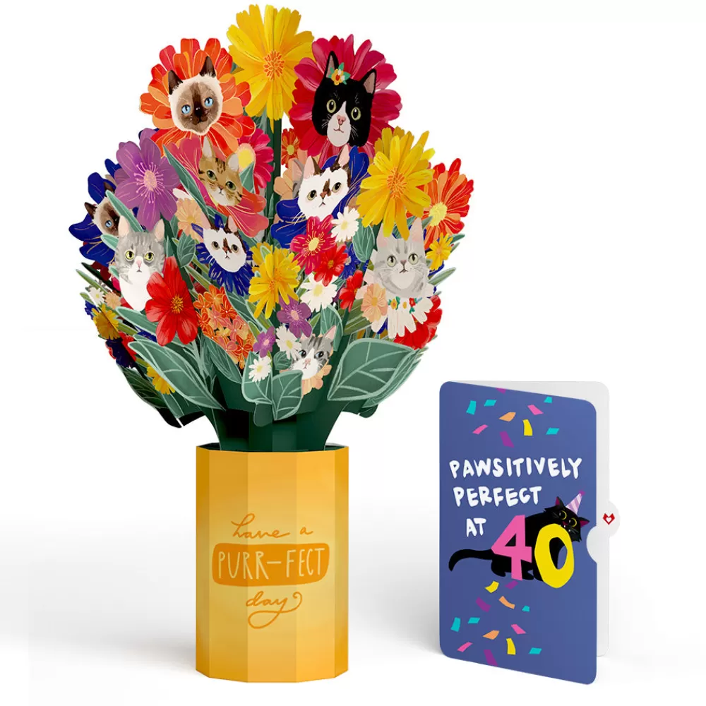 Lovepop Pop-Up Bouquets | Purr-fect Cat 40th Birthday Bouquet and Sentiment Set