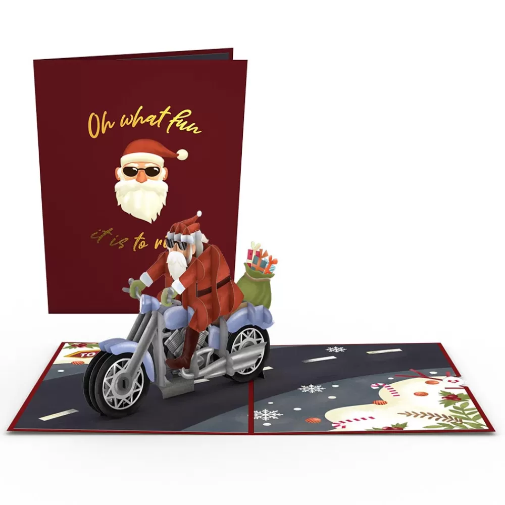 Lovepop Greeting Cards | Christmas 12/25 | Santa Biker Pop-Up Card