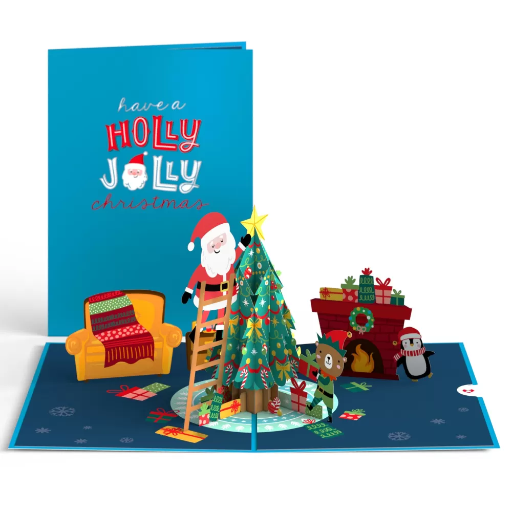 Lovepop Greeting Cards | Christmas 12/25 | Santa Decorating a Christmas Tree Pop-Up Card