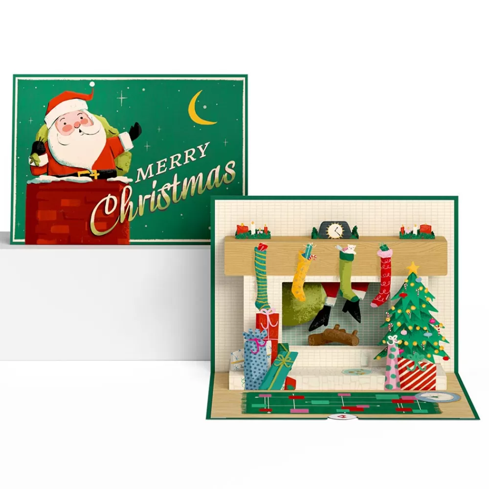 Lovepop Greeting Cards | Christmas 12/25 | Santa Down the Chimney Christmas Pop-Up Card