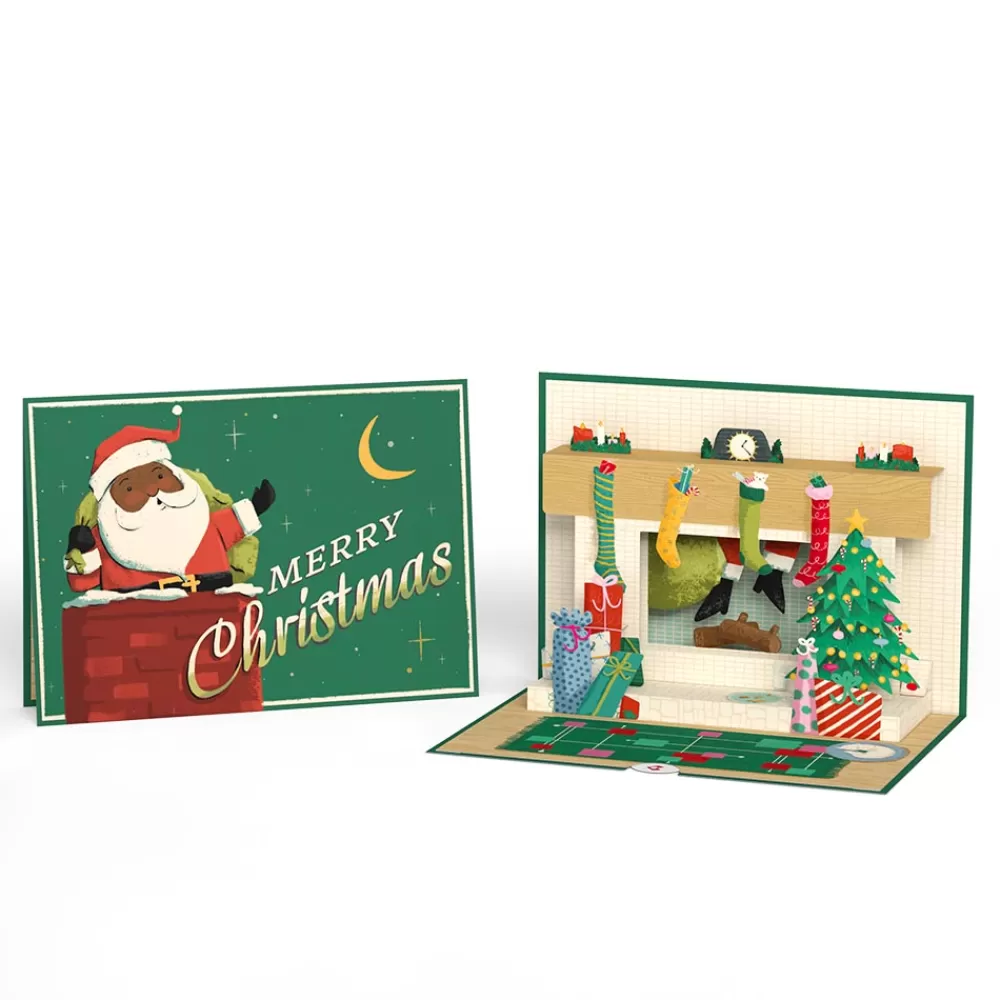 Lovepop Greeting Cards | Christmas 12/25 | Santa Down the Chimney Christmas Pop-Up Card