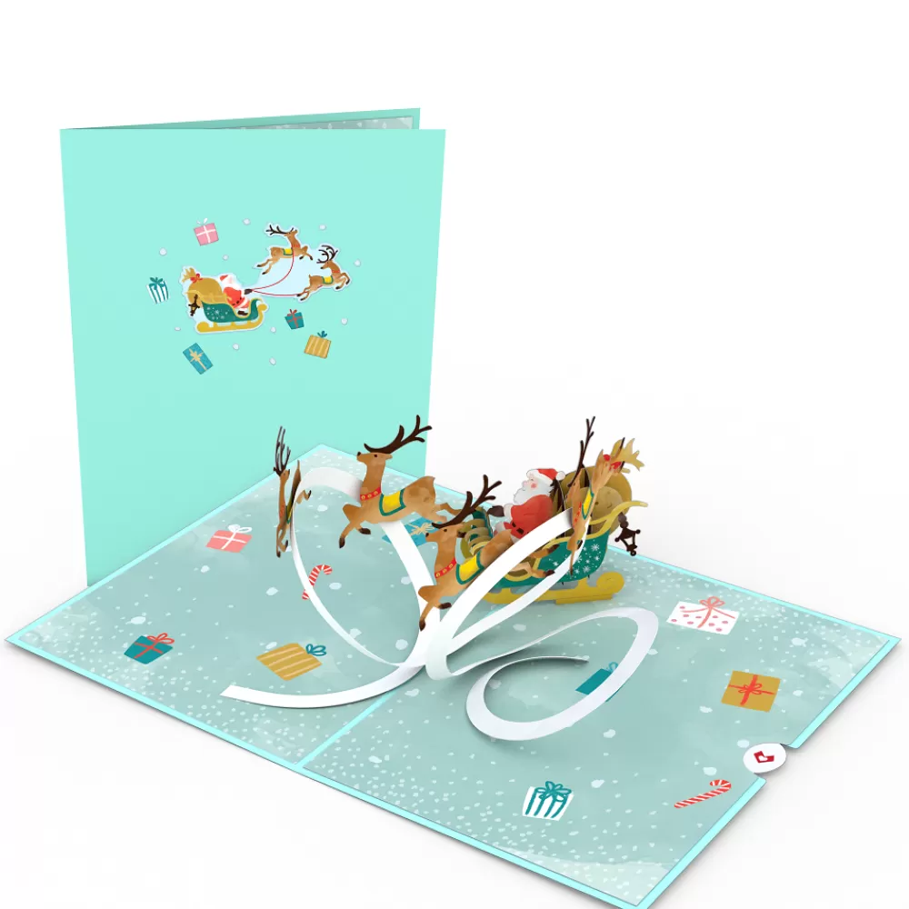 Lovepop Greeting Cards | Christmas 12/25 | Santa Sleigh Pop-Up Card