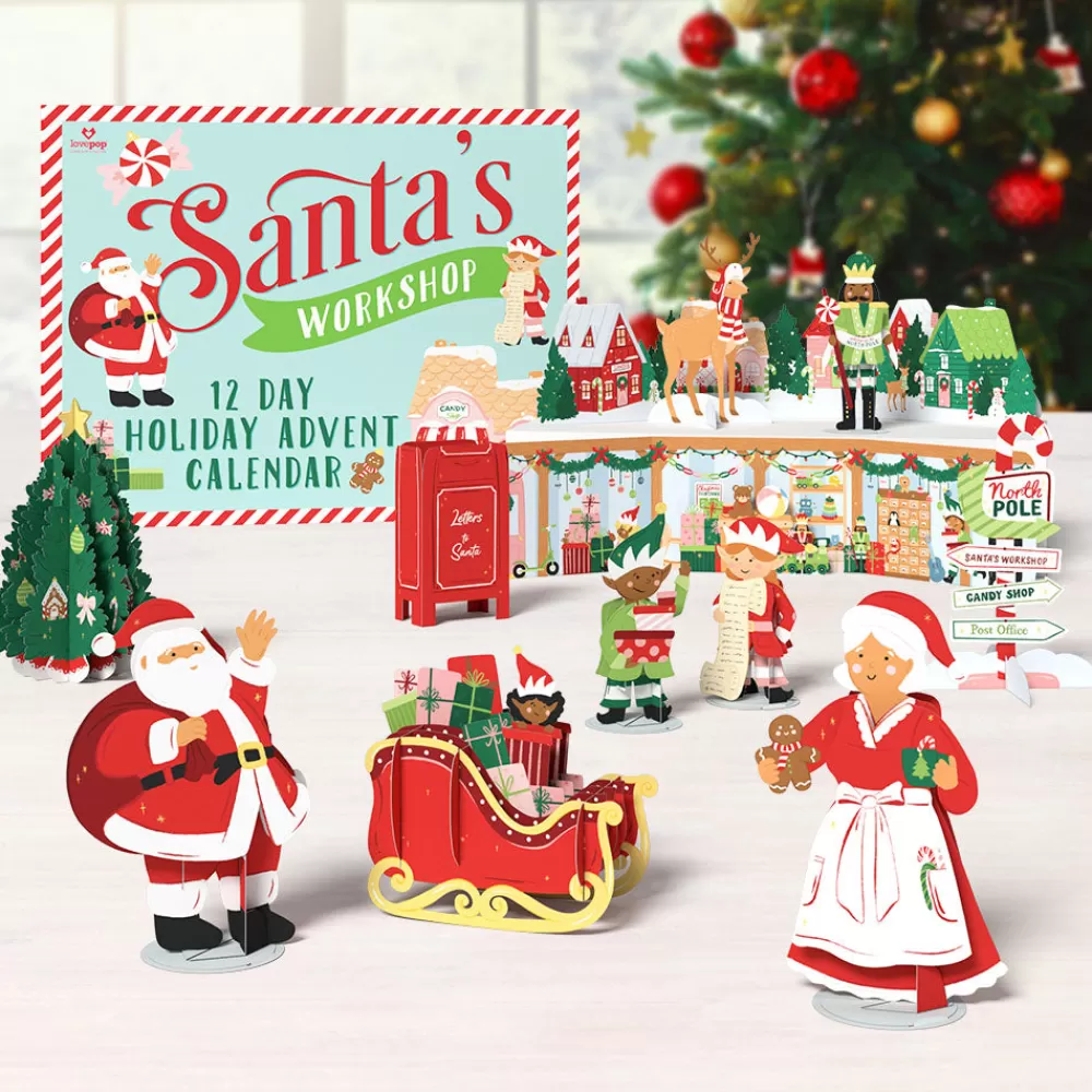 Lovepop Advent Calendars | Christmas 12/25 | Santa's Workshop 12 Day Holiday Advent Calendar