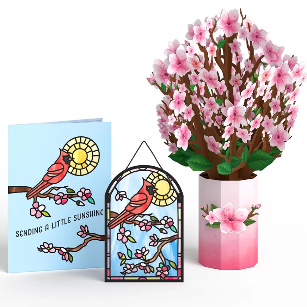 Lovepop Pop-Up Bouquets | Card & Gift Bundles | Sending Sunshine Cardinal Suncatcher Card & Pop-Up Bouquet Bundle