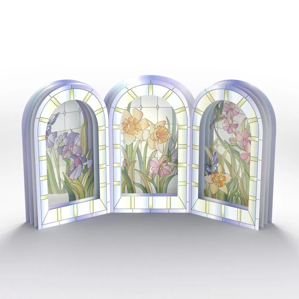 Lovepop Decor | Just Because | Stained Glass Floral Triptych Pop-Up Gift