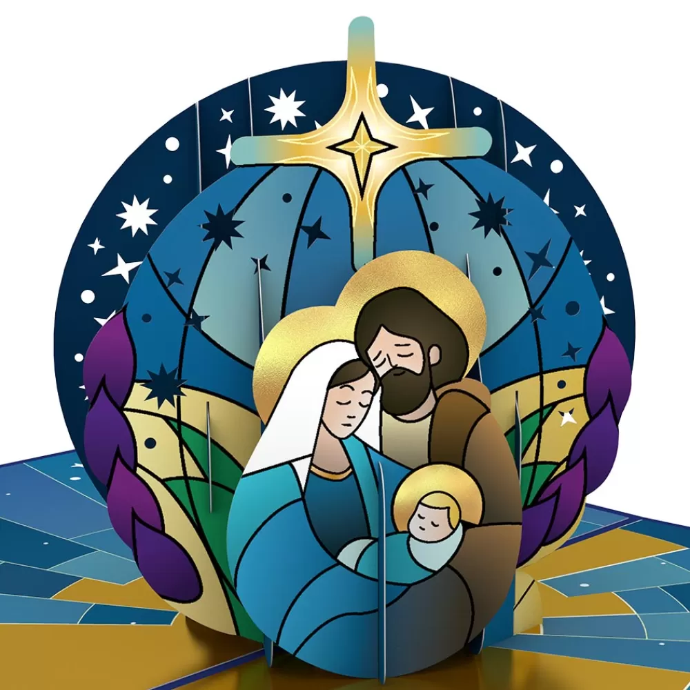 Lovepop Religious | Christmas 12/25 | Stained Glass Holy Family Pop-Up Card