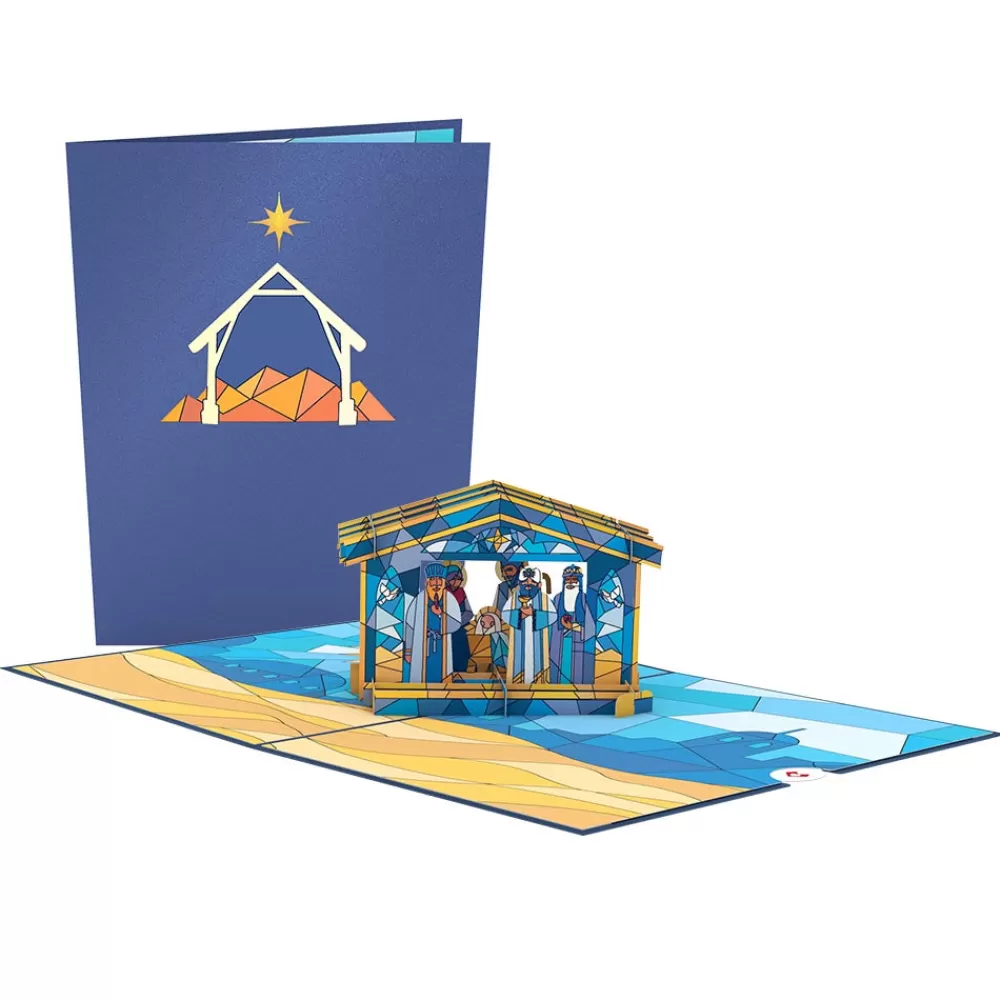 Lovepop Greeting Cards | Religious | Stained Glass Nativity Pop-Up Card