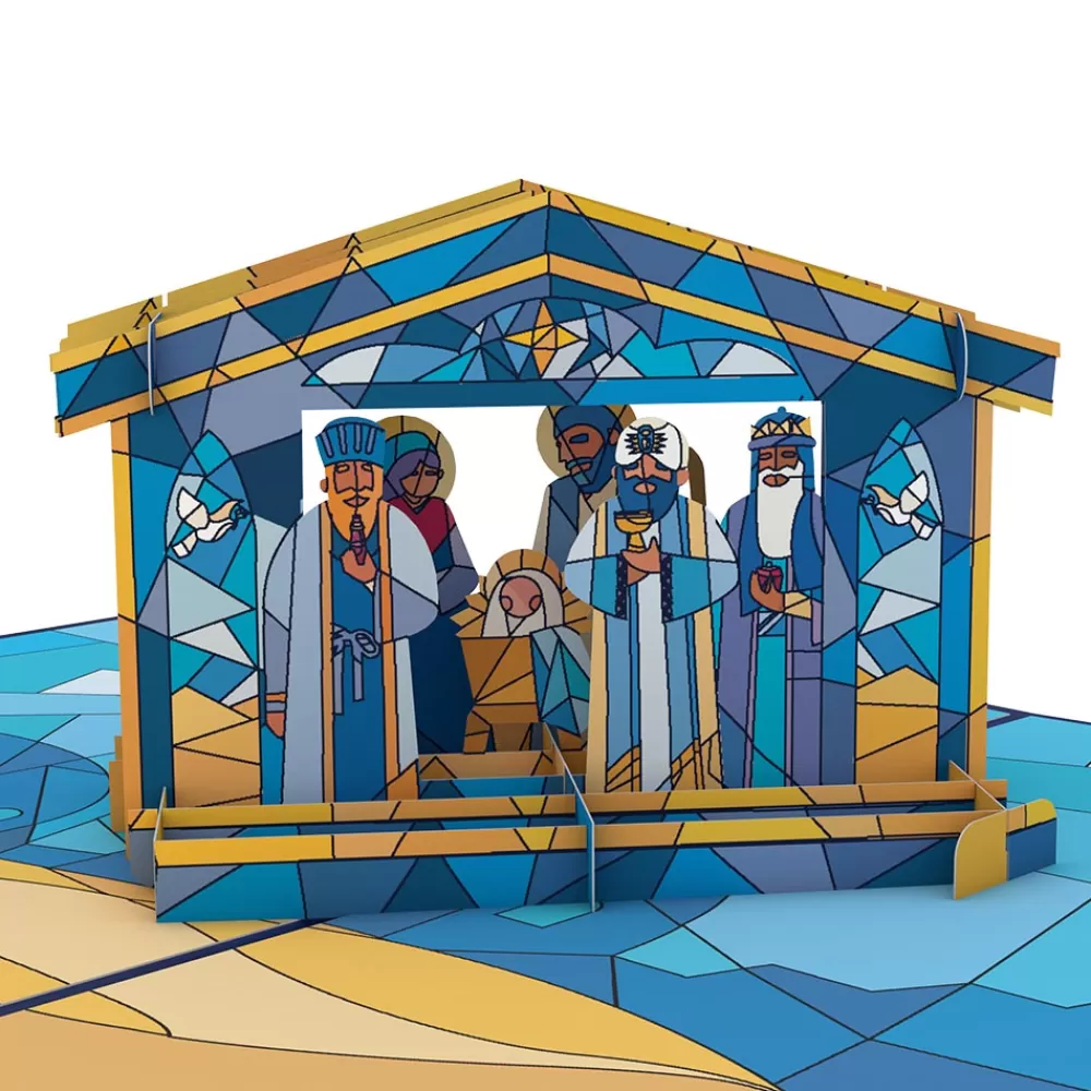 Lovepop Greeting Cards | Religious | Stained Glass Nativity Pop-Up Card