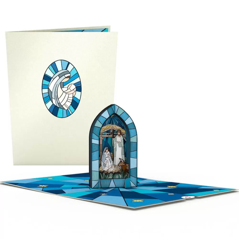 Lovepop Greeting Cards | Religious | Stained Glass Nativity Window Pop-Up Card