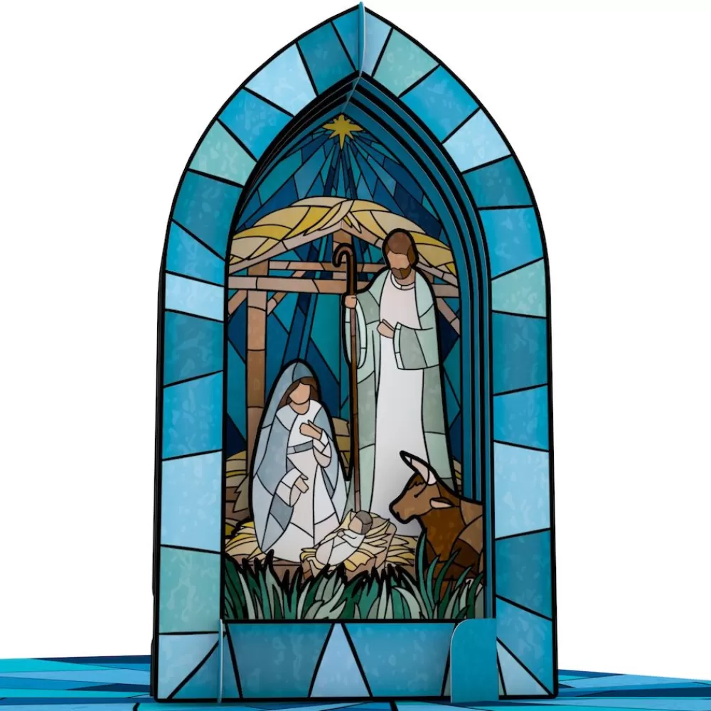 Lovepop Greeting Cards | Religious | Stained Glass Nativity Window Pop-Up Card