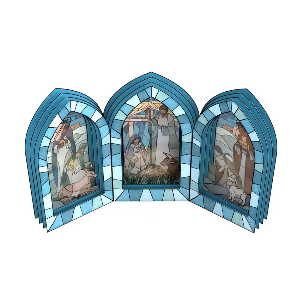 Lovepop Decor | Religious | Stained Glass Nativity Windows Giant Pop-Up Gift