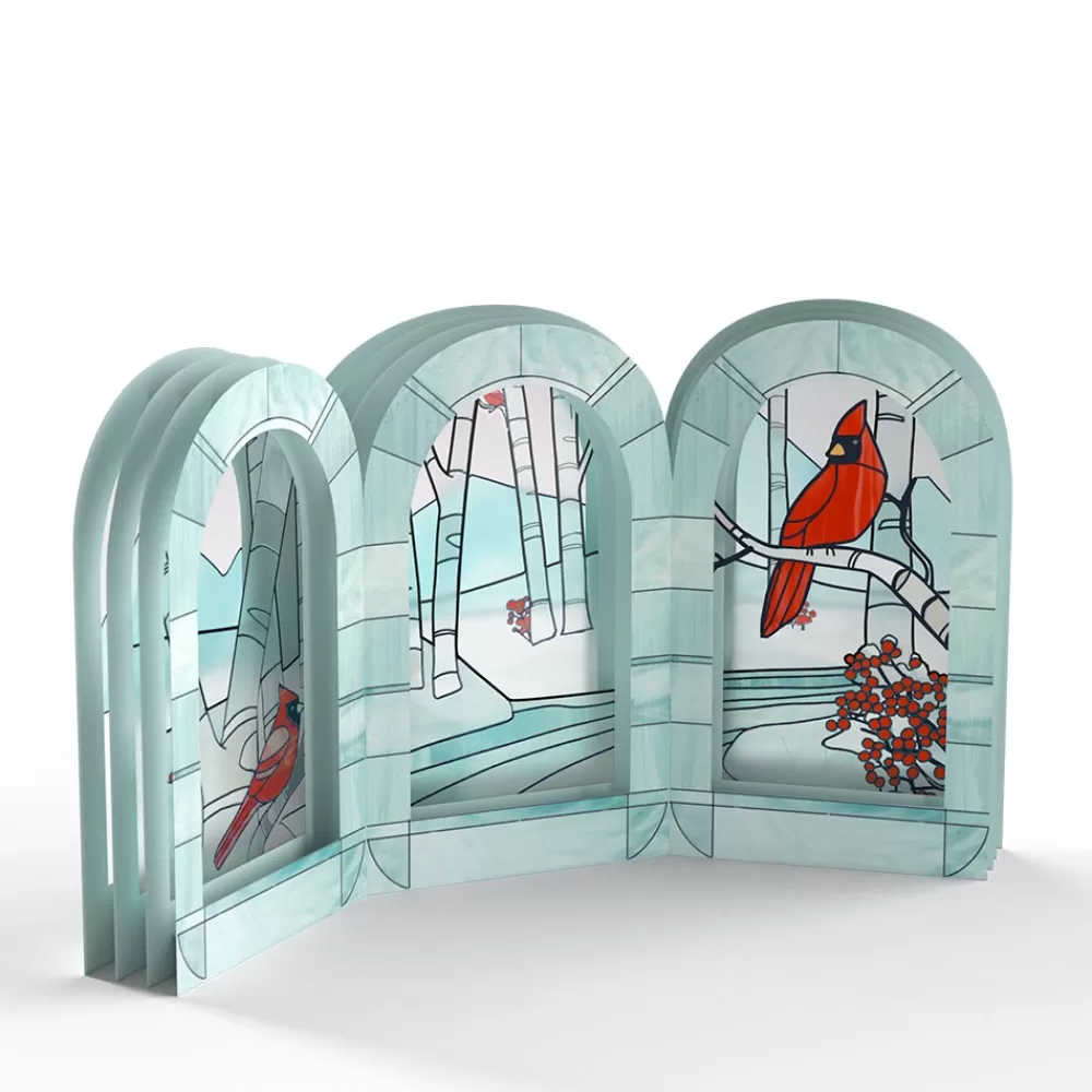 Lovepop Decor | Christmas 12/25 | Stained Glass Winter Cardinal Pop-Up Gift