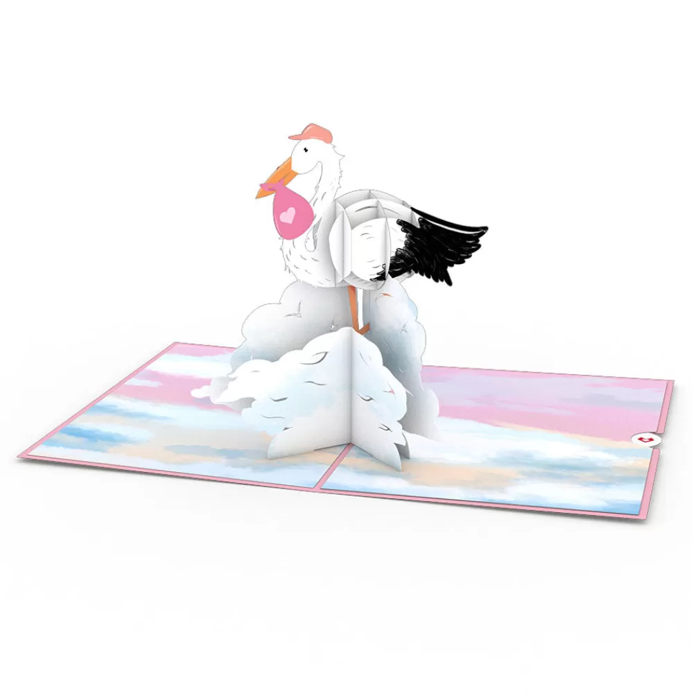 Lovepop Baby | Congratulations | Stork Baby Pink Pop-Up Card