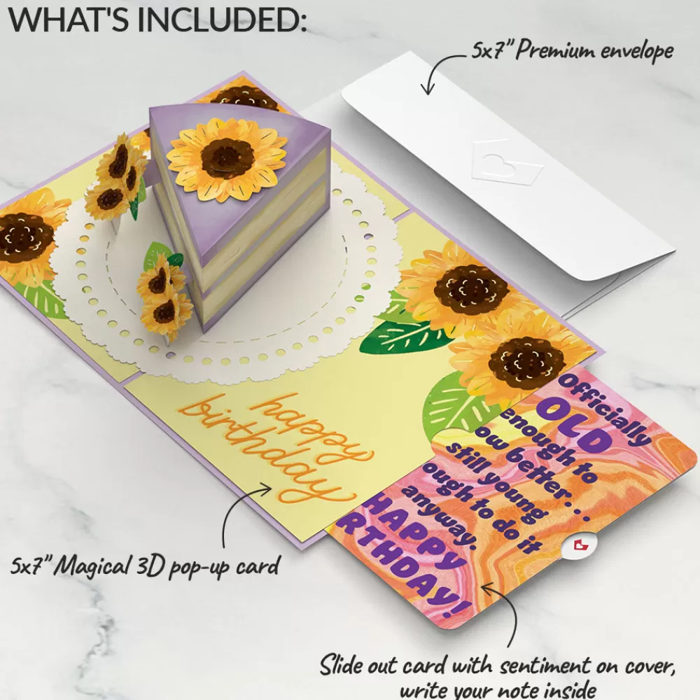 Lovepop Birthday | Sunflower Birthday Cake Slice Pop-Up Card and Sentiment Set