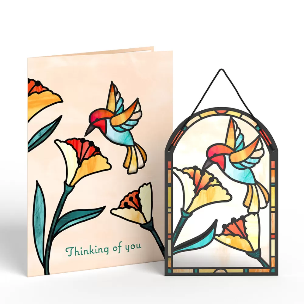 Lovepop Suncatcher Cards | Decor | Thinking of You Hummingbird Suncatcher Card