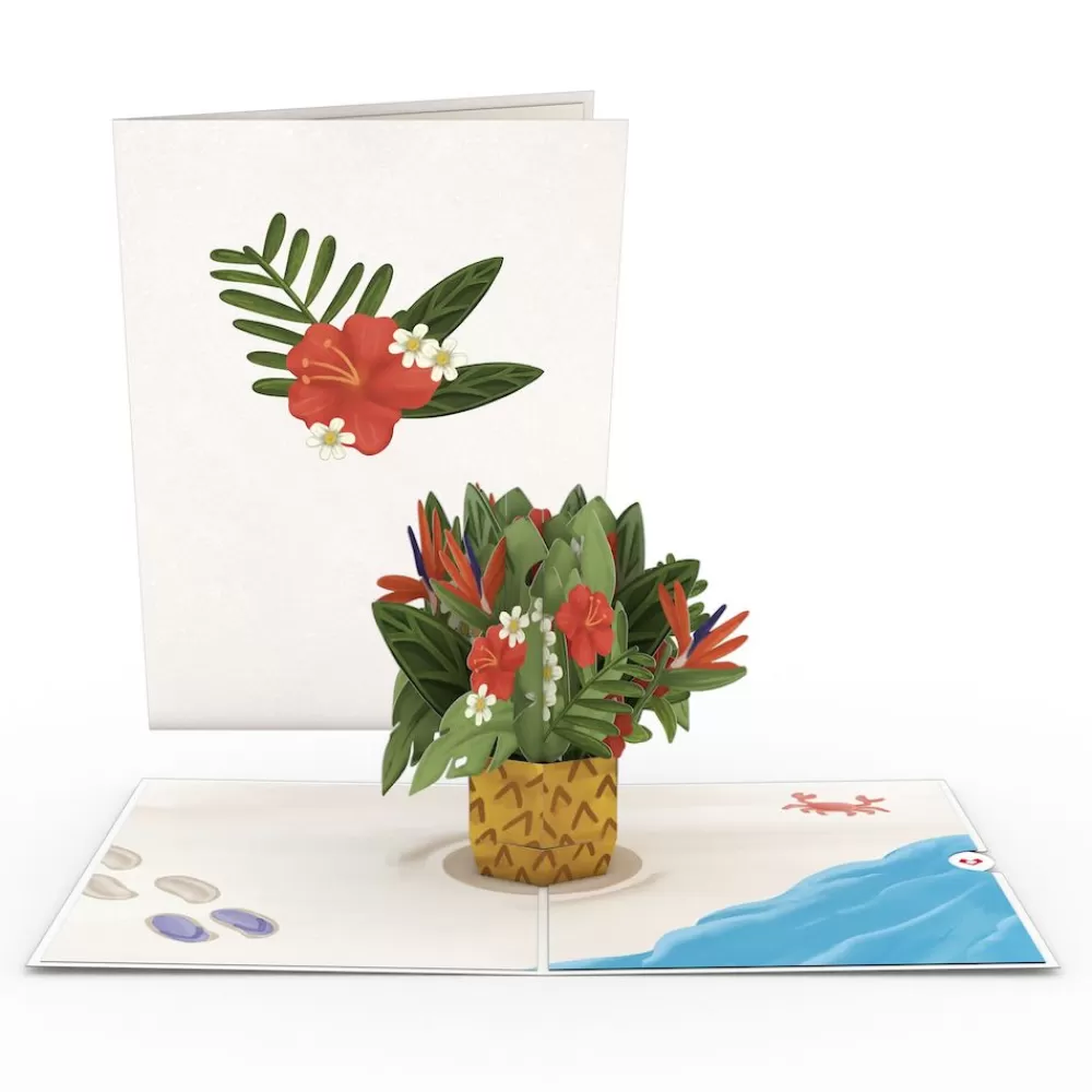 Lovepop Greeting Cards | Just Because | Tropical Flower Basket Pop-Up Card