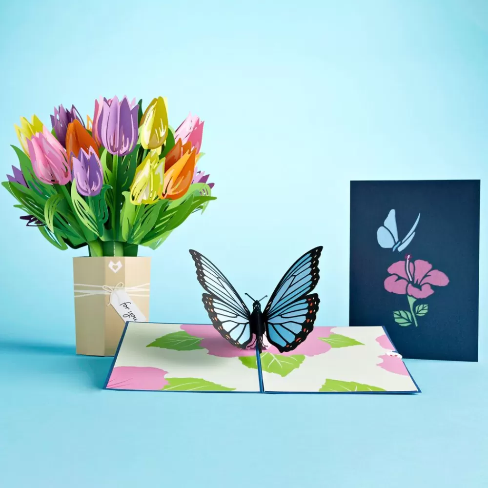 Lovepop Pop-Up Bouquets | Card & Gift Bundles | Tulip & Blue Morpho Butterfly Bundle