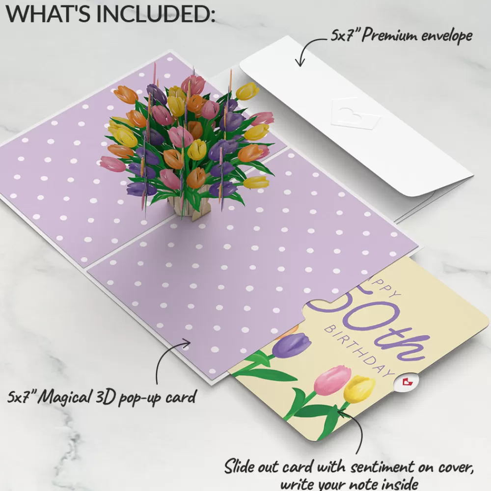 Lovepop Birthday | Tulips 50th Birthday Pop-Up Card and Sentiment Set