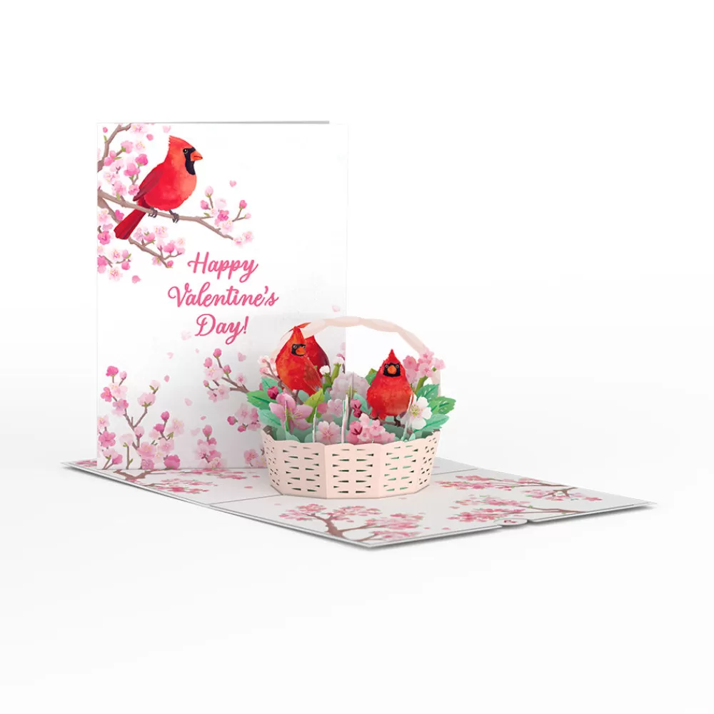 Lovepop Greeting Cards | Valentine'S Day 2/14 | Valentine's Cherry Blossom Basket with Cardinals Pop-Up Card