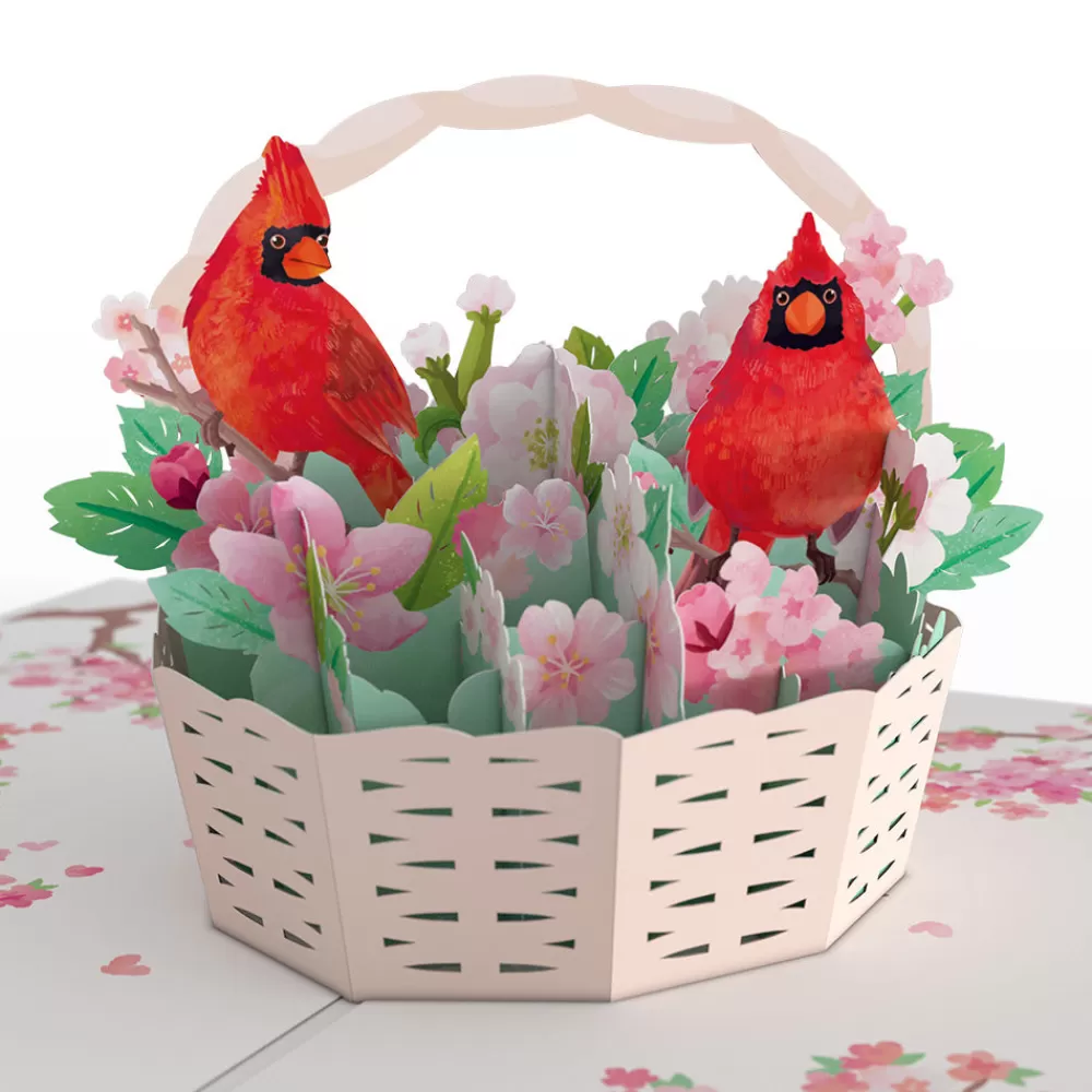 Lovepop Greeting Cards | Valentine'S Day 2/14 | Valentine's Cherry Blossom Basket with Cardinals Pop-Up Card