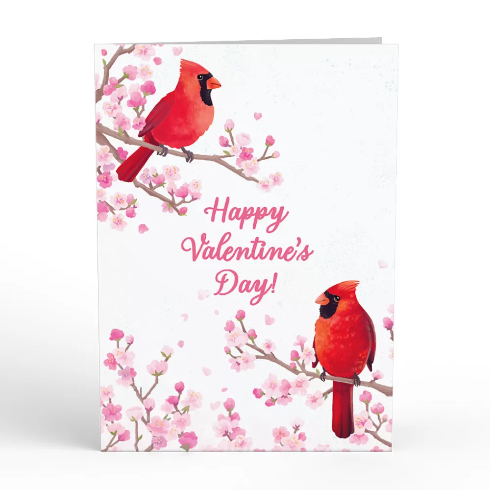 Lovepop Pop-Up Bouquets | Card & Gift Bundles | Valentine’s Cherry Blossom with Cardinals Pop-Up Card & Bouquet Bundle