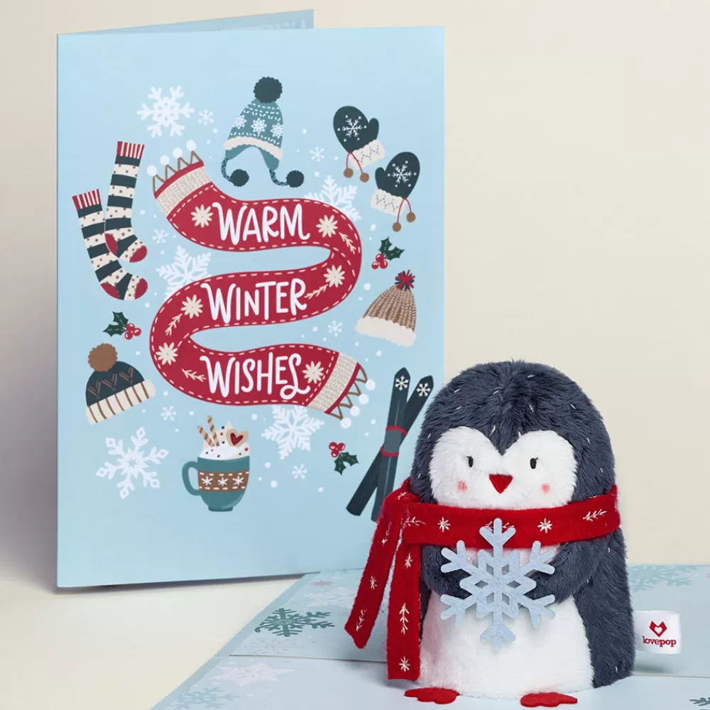 Lovepop Plushpop | Christmas 12/25 | Warm Winter Wishes' Holiday Penguin Plushpop Card