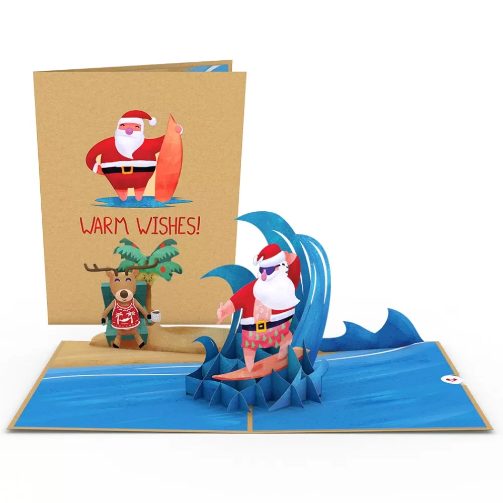 Lovepop Greeting Cards | Christmas 12/25 | Warm Wishes Surfing Santa Pop-Up Card