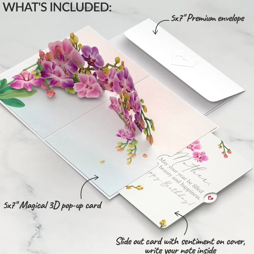 Lovepop Birthday | Mom | Watercolor Orchid Birthday Pop-Up Card and Sentiment Set for Mother