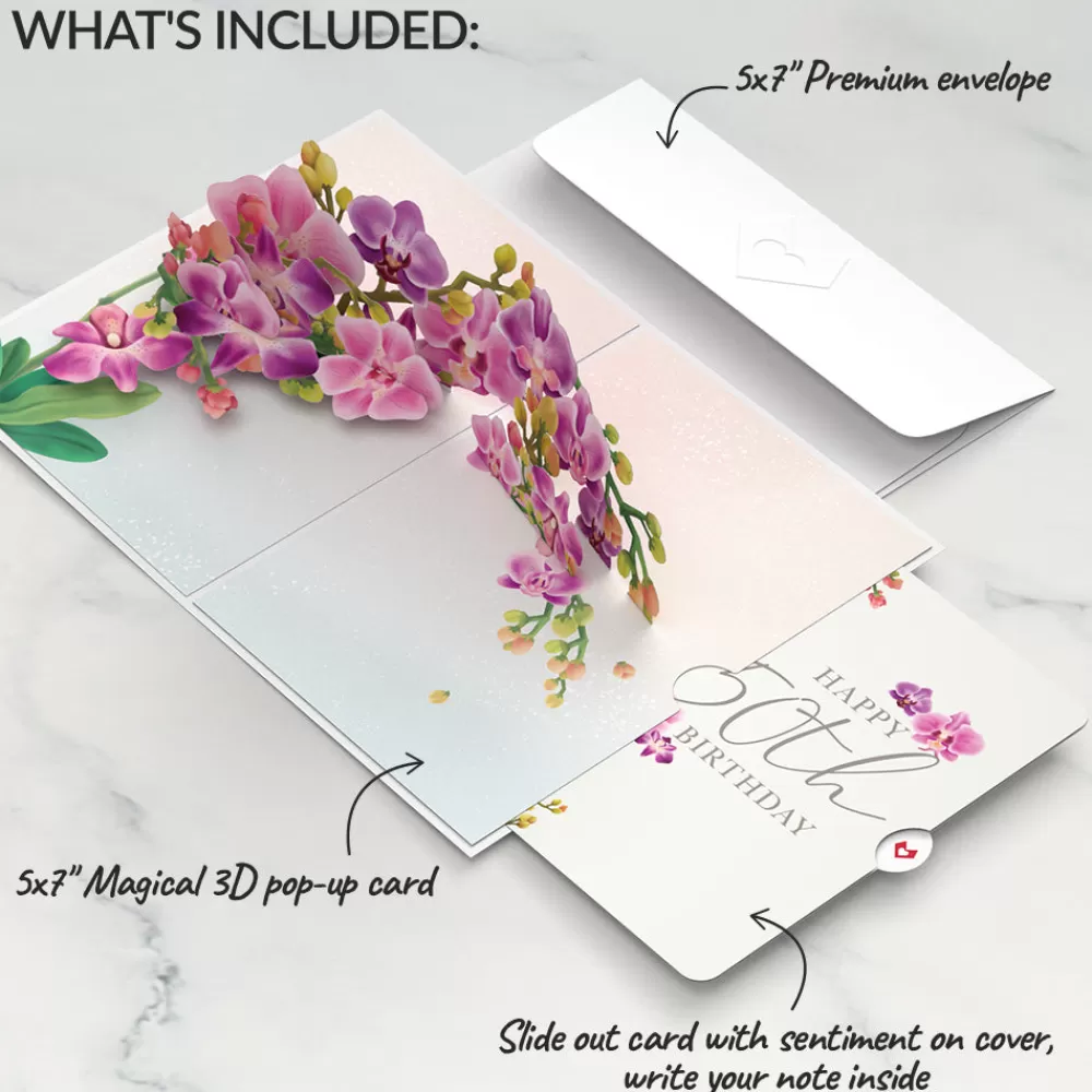 Lovepop Birthday | Watercolor Orchid 50th Birthday Pop-Up Card and Sentiment Set