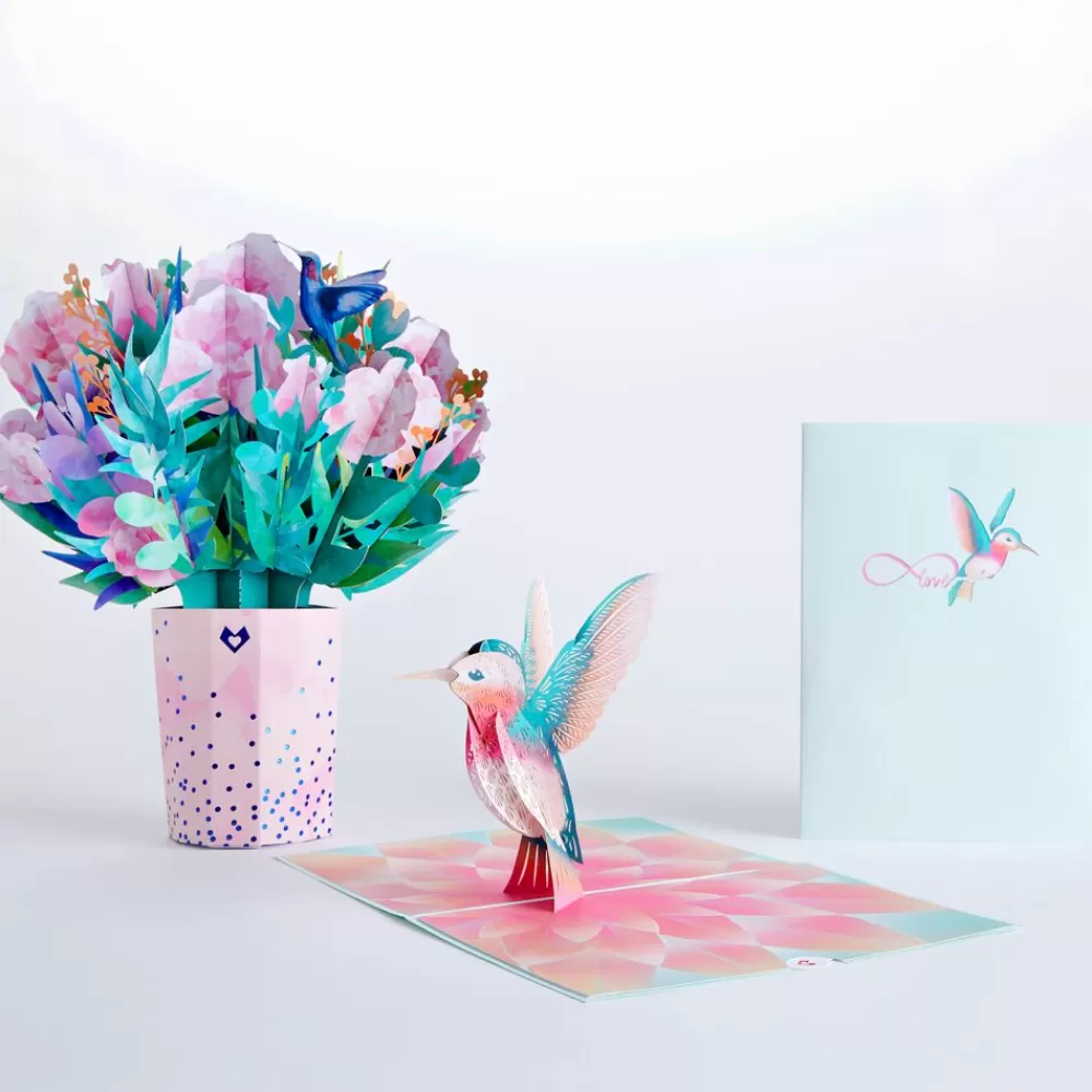 Lovepop Pop-Up Bouquets | Card & Gift Bundles | Watercolor Rose & Hummingbird Bundle