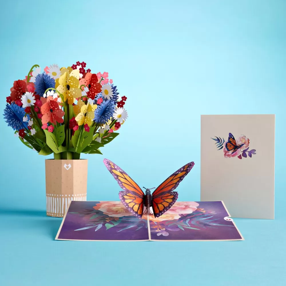 Lovepop Pop-Up Bouquets | Card & Gift Bundles | Wildflower & Monarch Butterfly Bundle