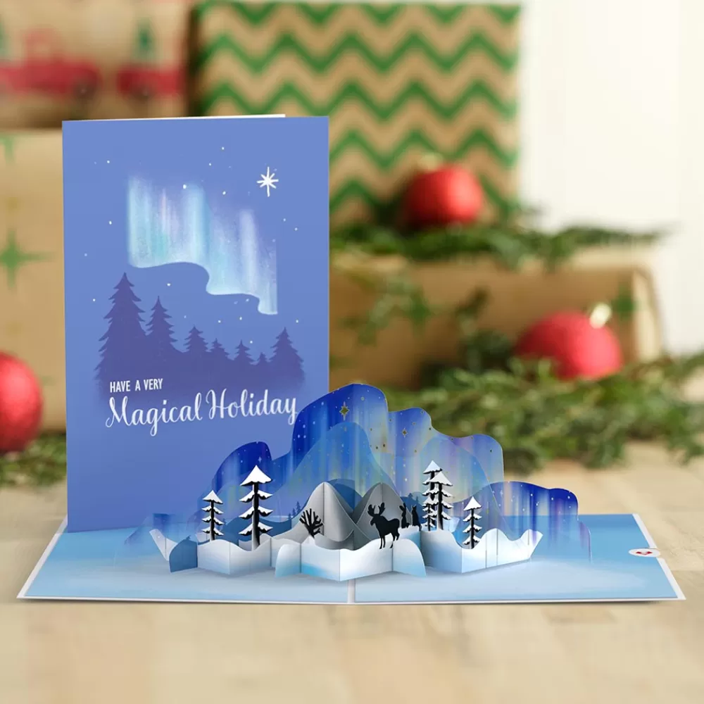 Lovepop Greeting Cards | Christmas 12/25 | Winter Borealis Scene Pop-Up Card