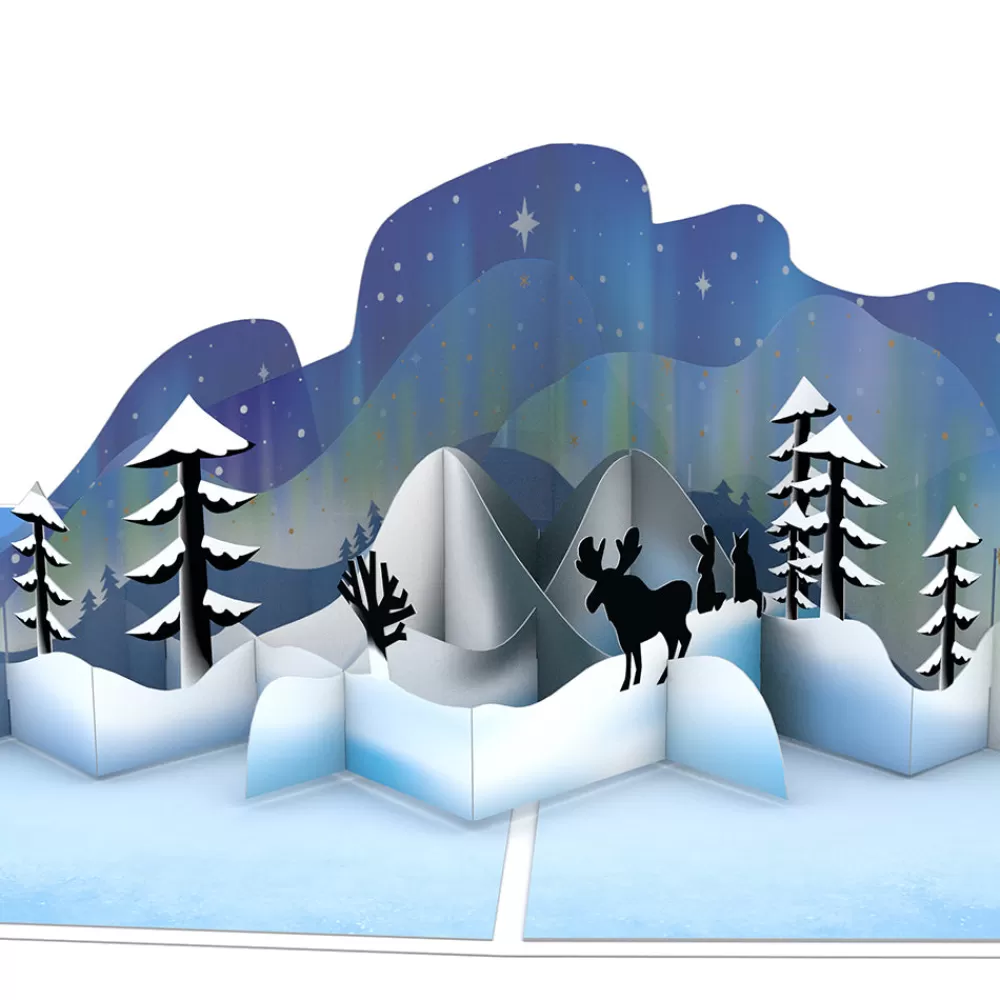 Lovepop Greeting Cards | Christmas 12/25 | Winter Borealis Scene Pop-Up Card