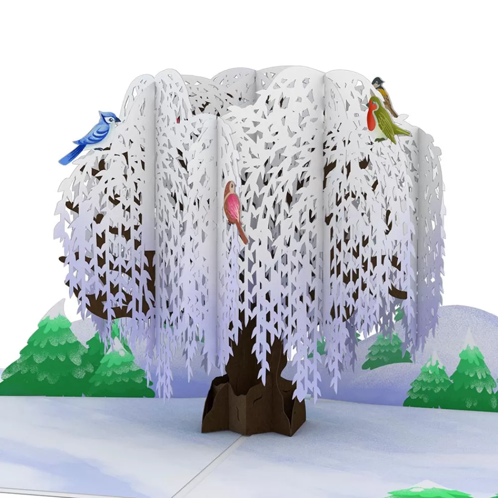 Lovepop Greeting Cards | Just Because | Winter Willow Tree Birds Pop-Up Card