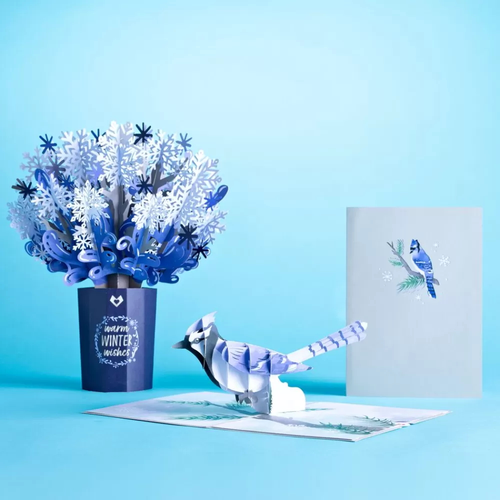 Lovepop Pop-Up Bouquets | Card & Gift Bundles | Winter Wishes Blue Jay Bundle