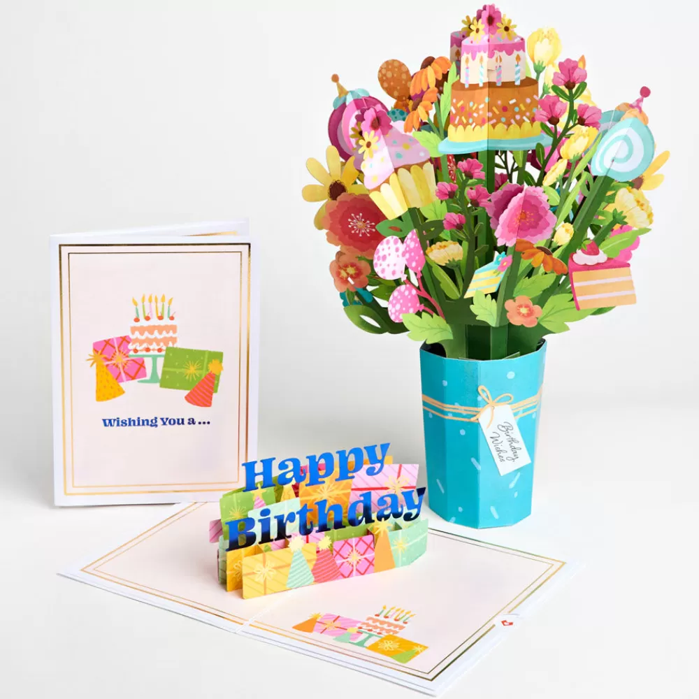 Lovepop Card & Gift Bundles | Decor | Wishing You a Happy Birthday Pop-Up Card & Bouquet Bundle